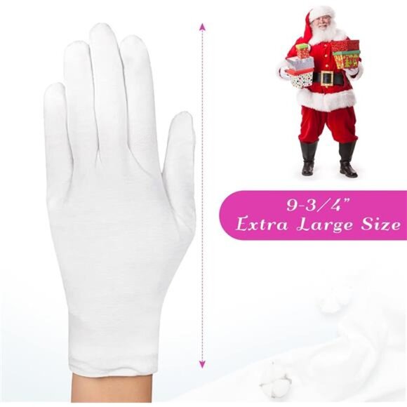 White Cotton Gloves XL Moisturizing Gloves for Dry Hands Eczema Hand Spa Jewelry - Picture 3 of 8